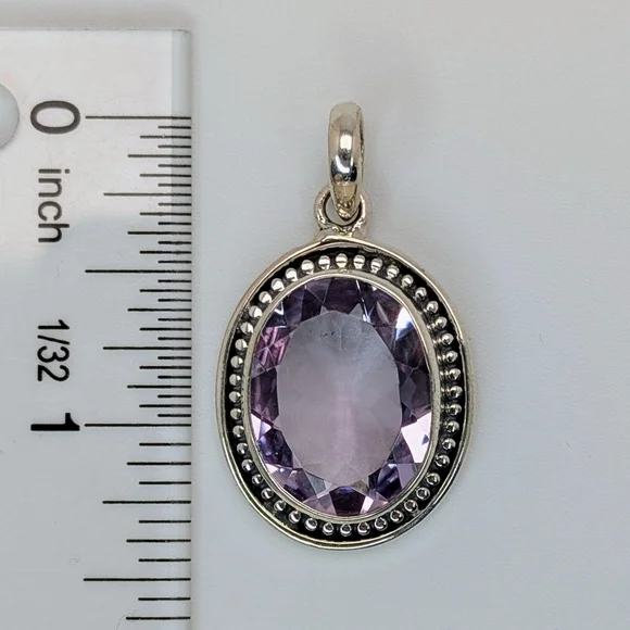 Large Natural Pink Amethyst Pendant S925 Sterling Silver - Picture 5 of 6